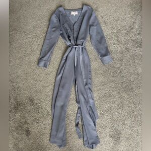 Charles Henry Satin bluish Gray Jumpsuit